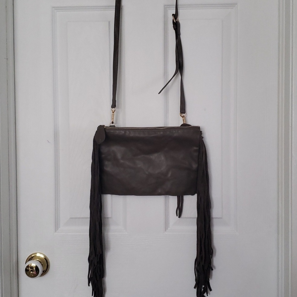 Remi & Reid Leather side fringe Crossbody